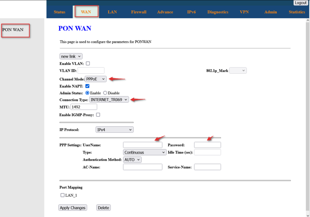 تنظیمات اینترنت
